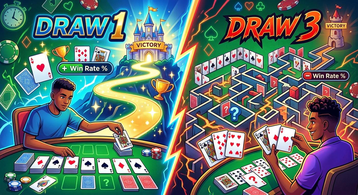 Draw 1 vs Draw 3 in Klondike Solitaire and How Each Affects Your Win Rate
